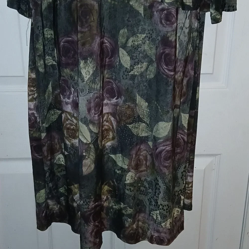 Mlle Gabrielle floral purple rose print overlay dress  Sz 2x  NWOT